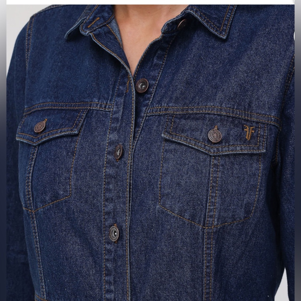 Frye Denim Mini Dress in Dark Wash Blue - Picture 5 of 8